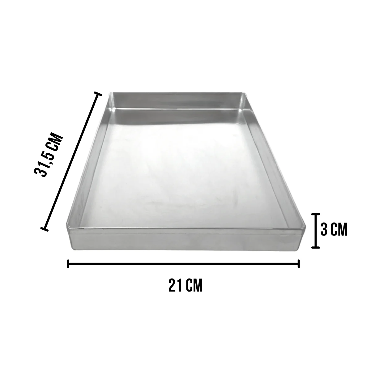 forma assadeira retangular 31x21x3 aluminio medida