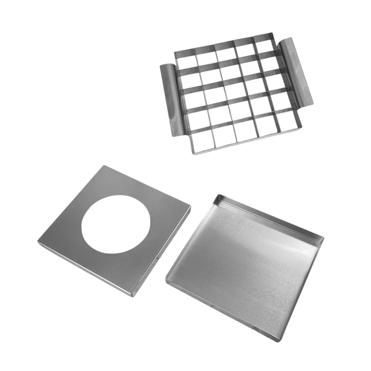 kit-2-cortador-4x4-brownie-inox-quadrado-forma-assadeira-aluminio-fundo-removivel-aluminio
